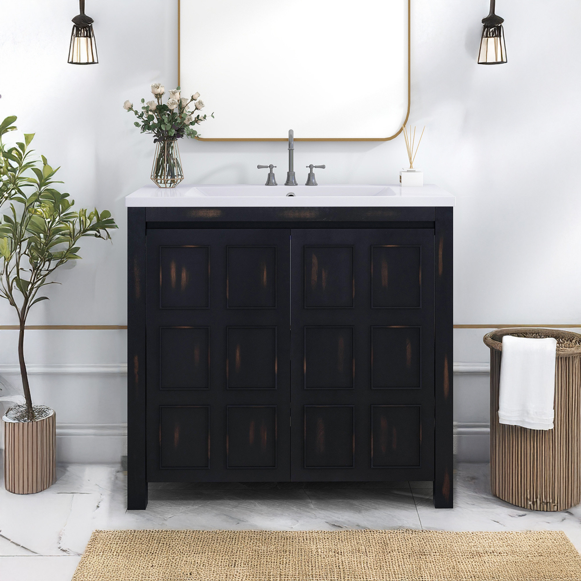 Red Barrel Studio® 36" Bathroom Vanity Organizer With Sink | Wayfair